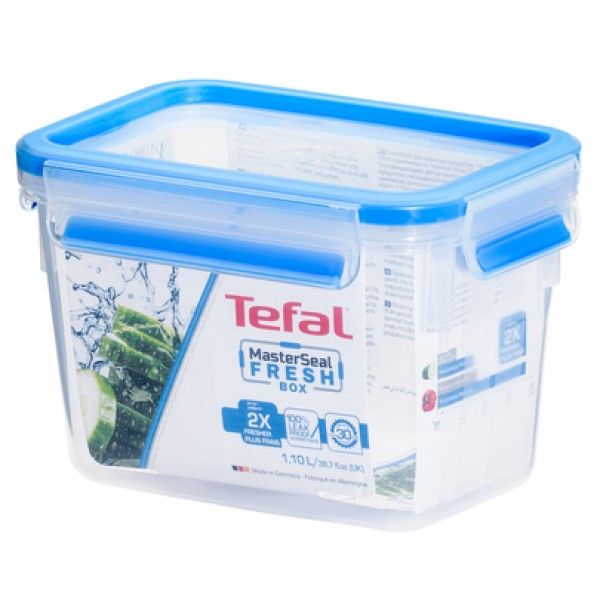 TEFAL Caixa para conservação de alimentos retangular em plástico 1,1 l azul K3021302