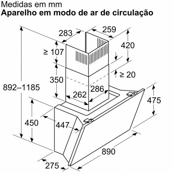 CHAMIN DE PAREDE 90 cm BOSCH - DWK91LT20