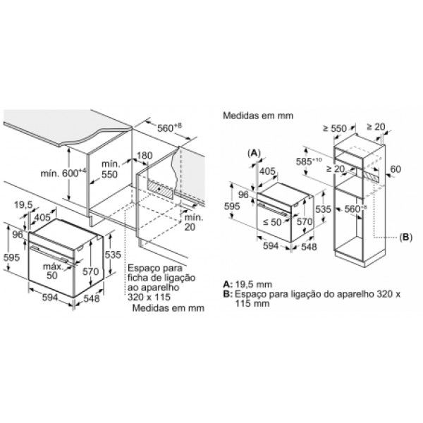 Forno Bosch HBG536ES4 Hidroltico 71L Classe A+