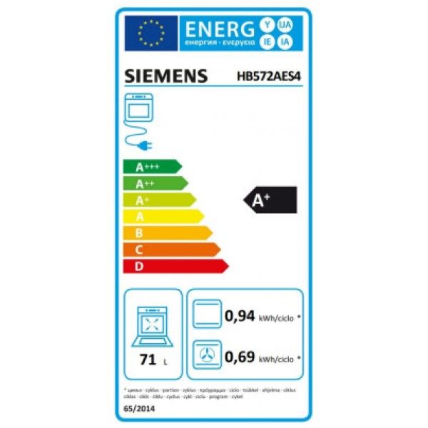 Forno Siemens HB572AES4 Piroltico 71L Classe A+