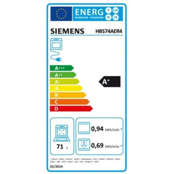 Forno Siemens HB574AER4 Piroltico 71L Classe A+