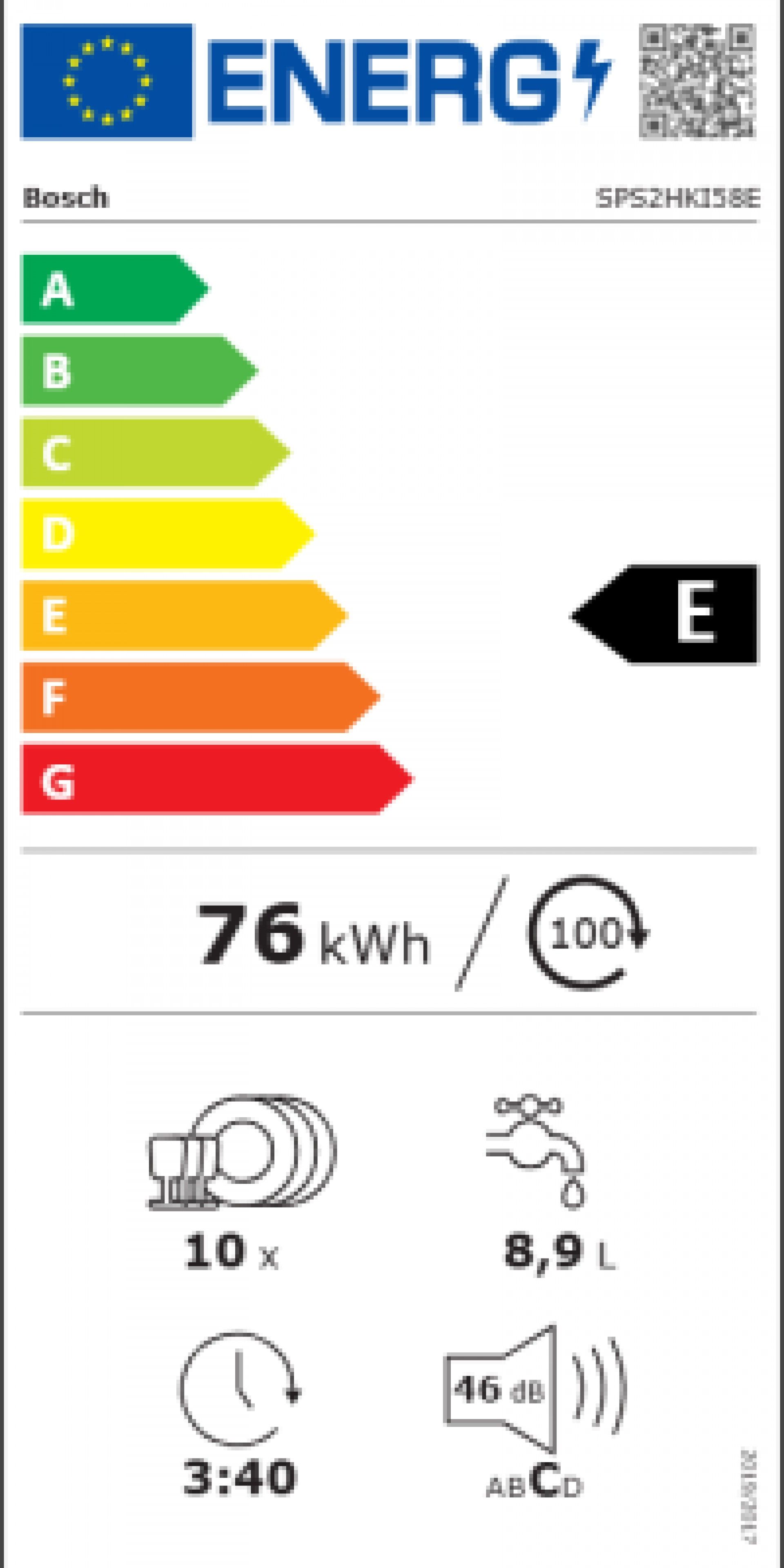Máquina de Lavar Loiça Bosch SPS2HKI58E 10 Conjuntos Classe E