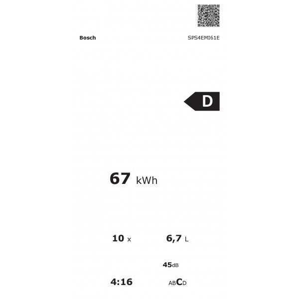 Máquina de Lavar Loiça Bosch SPS4EMI61E 10 Conjuntos Classe E Máquina de Lavar Loiça Bosch SPS4EMI61E 10 Conjuntos Classe E