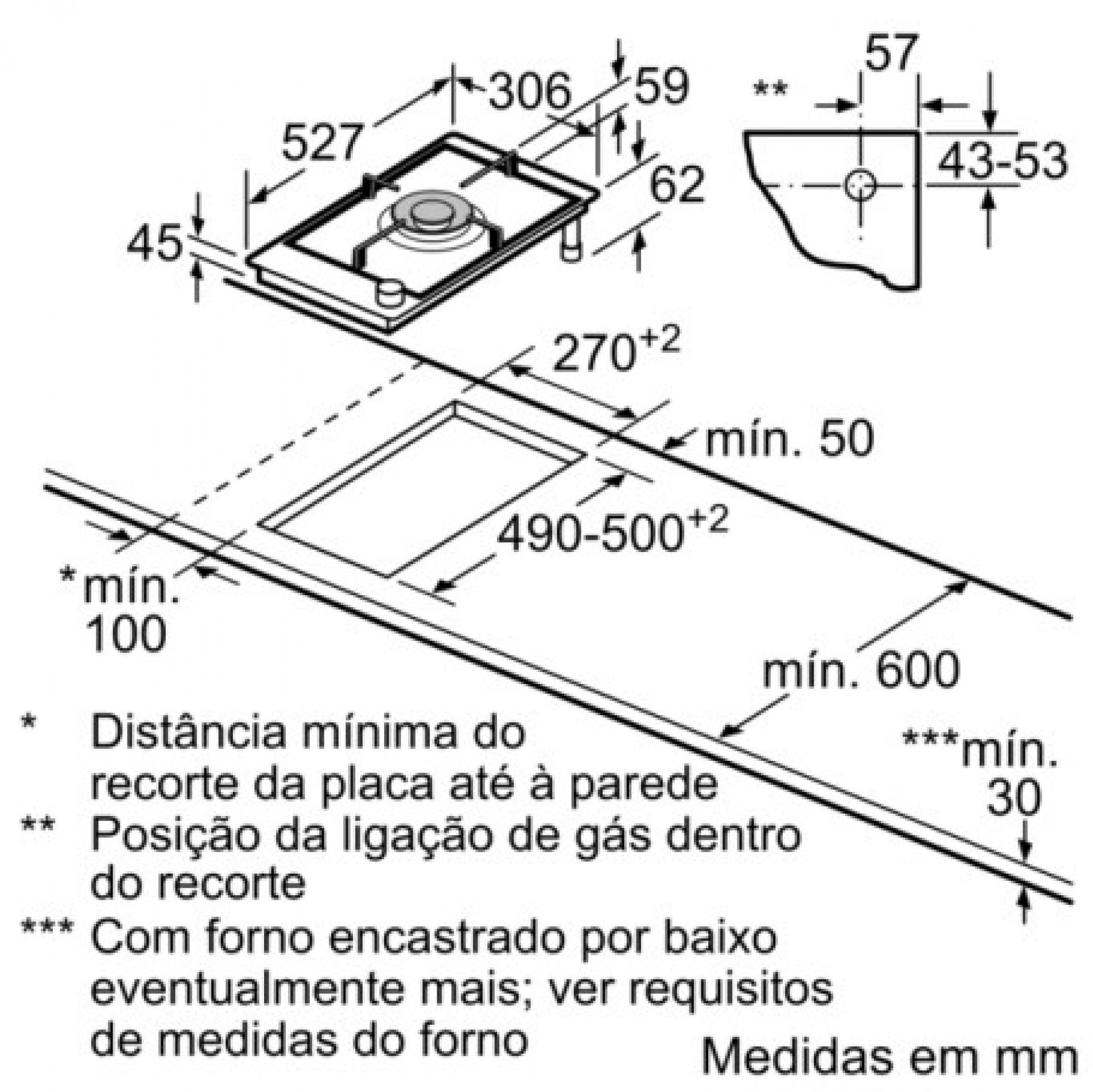 Placa a Gás Bosch PRA3A6I10