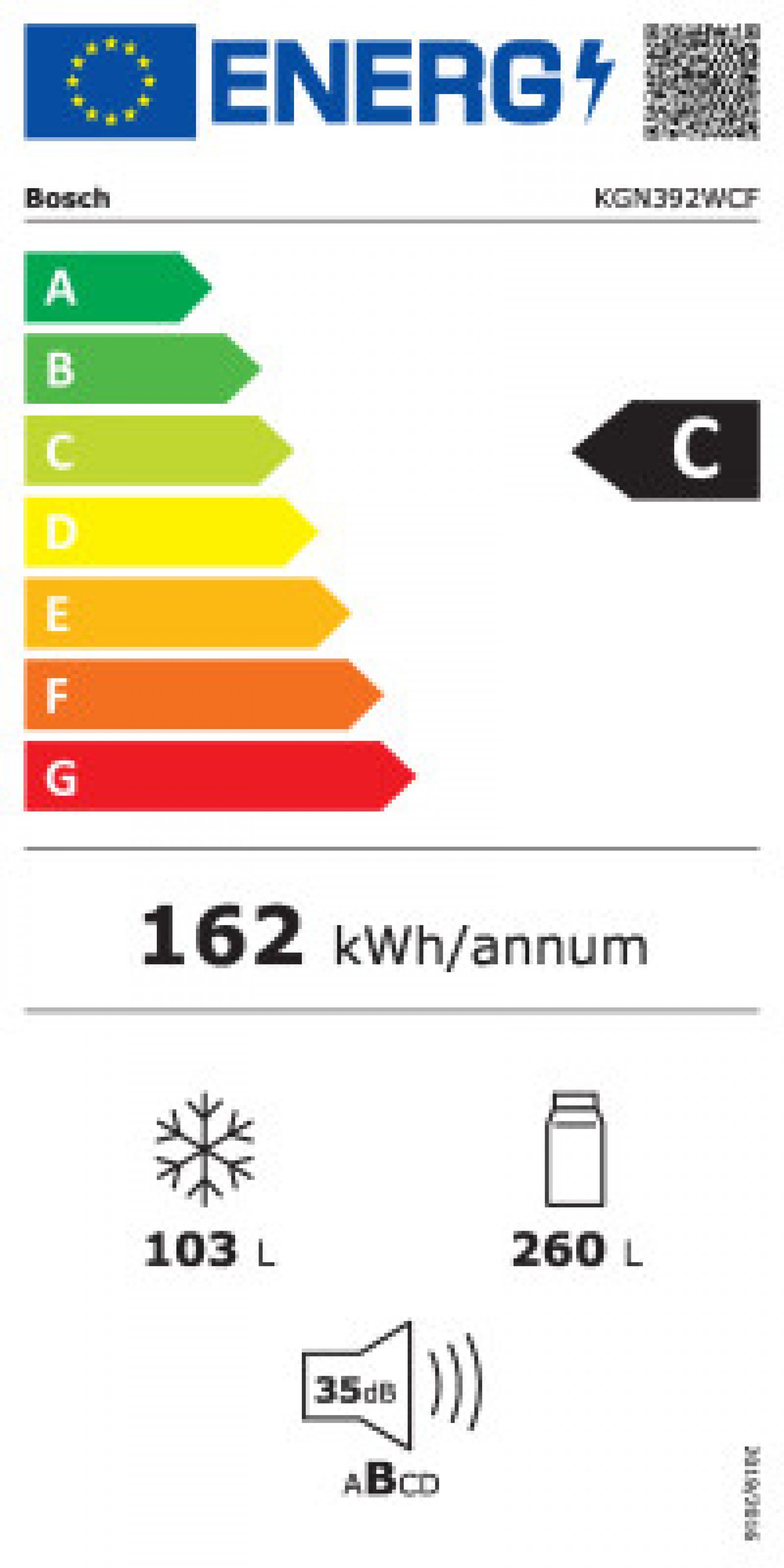 Frigorífico Combinado Bosch KGN392WCF 363L Classe C