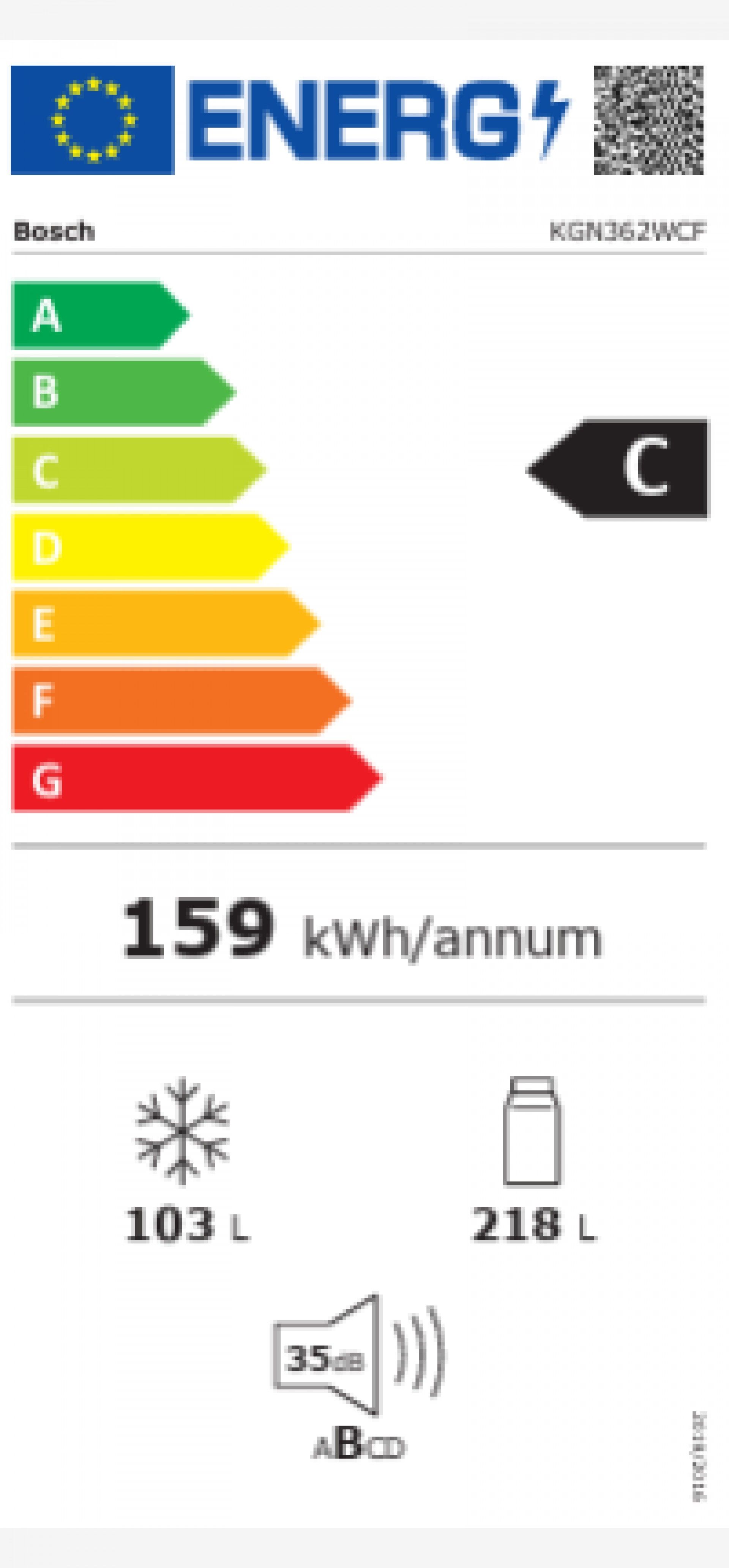 Frigorífico Combinado BOSCH KGN362WCF 321L Classe C