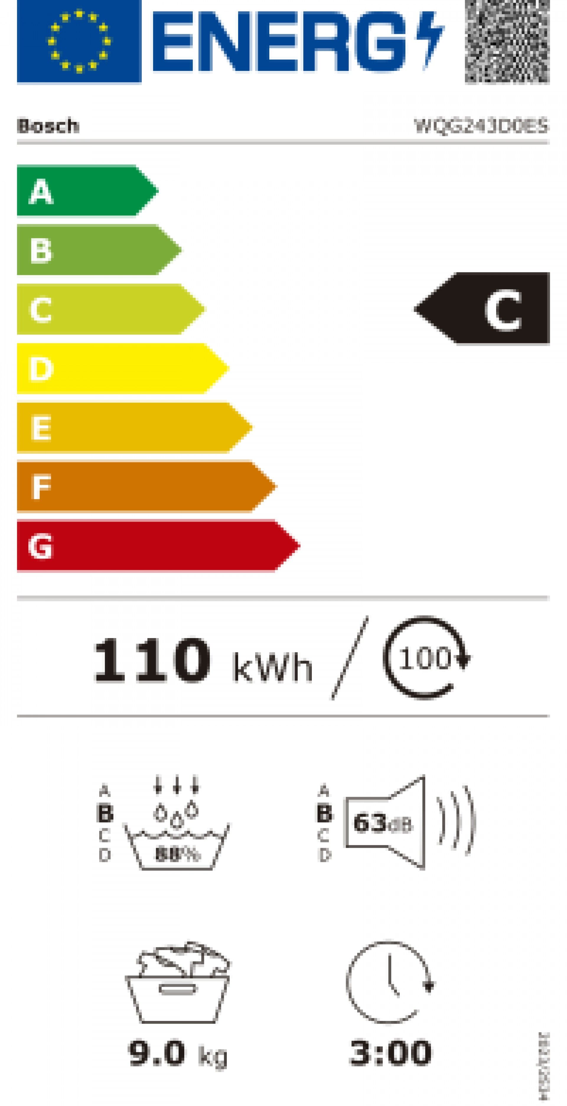 Máquina de Secar Roupa Bosch WQG243D0ES 9Kg Classe C