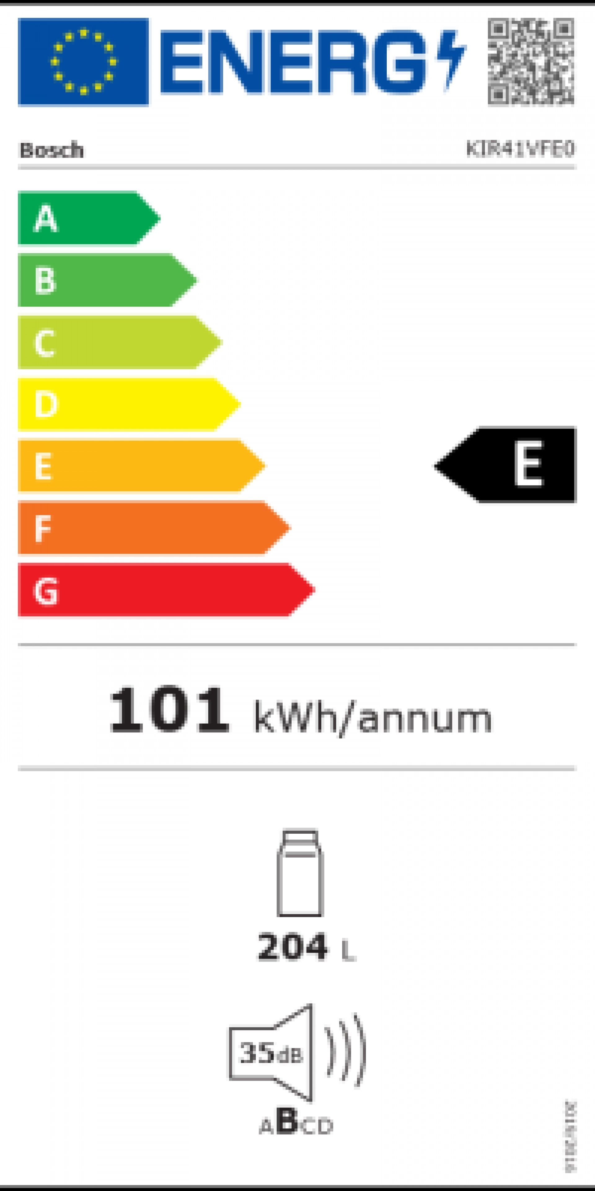 Frigorífico Sem Congelador Bosch KIR41VFE0 204L