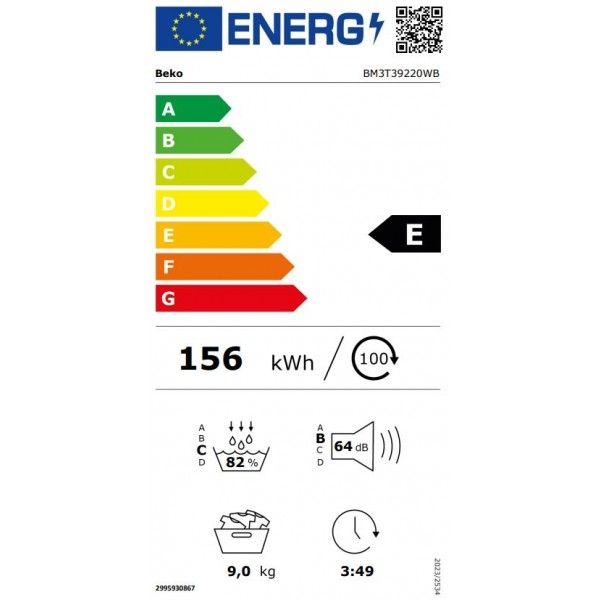 M�quina de Secar Roupa Beko BM3T39220WB 9kg Classe E