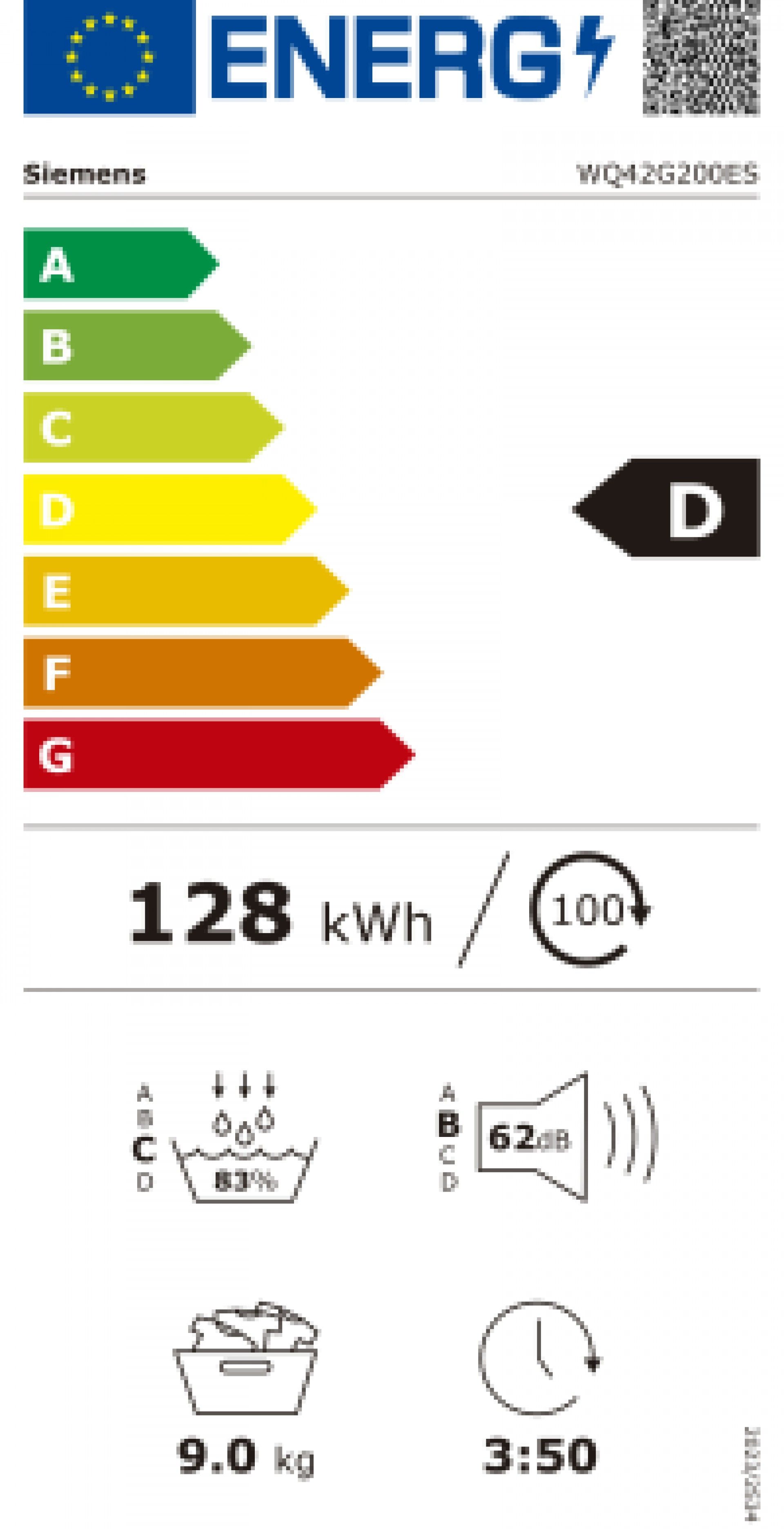 Máquina de Secar Roupa Siemens WQ42G200ES 9Kg Classe D