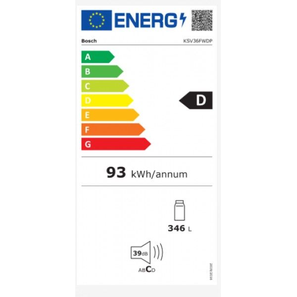Frigorífico Sem Congelador Bosch KSV36FWDP 346L Frigorífico Sem Congelador Bosch KSV36FWDP 346L
