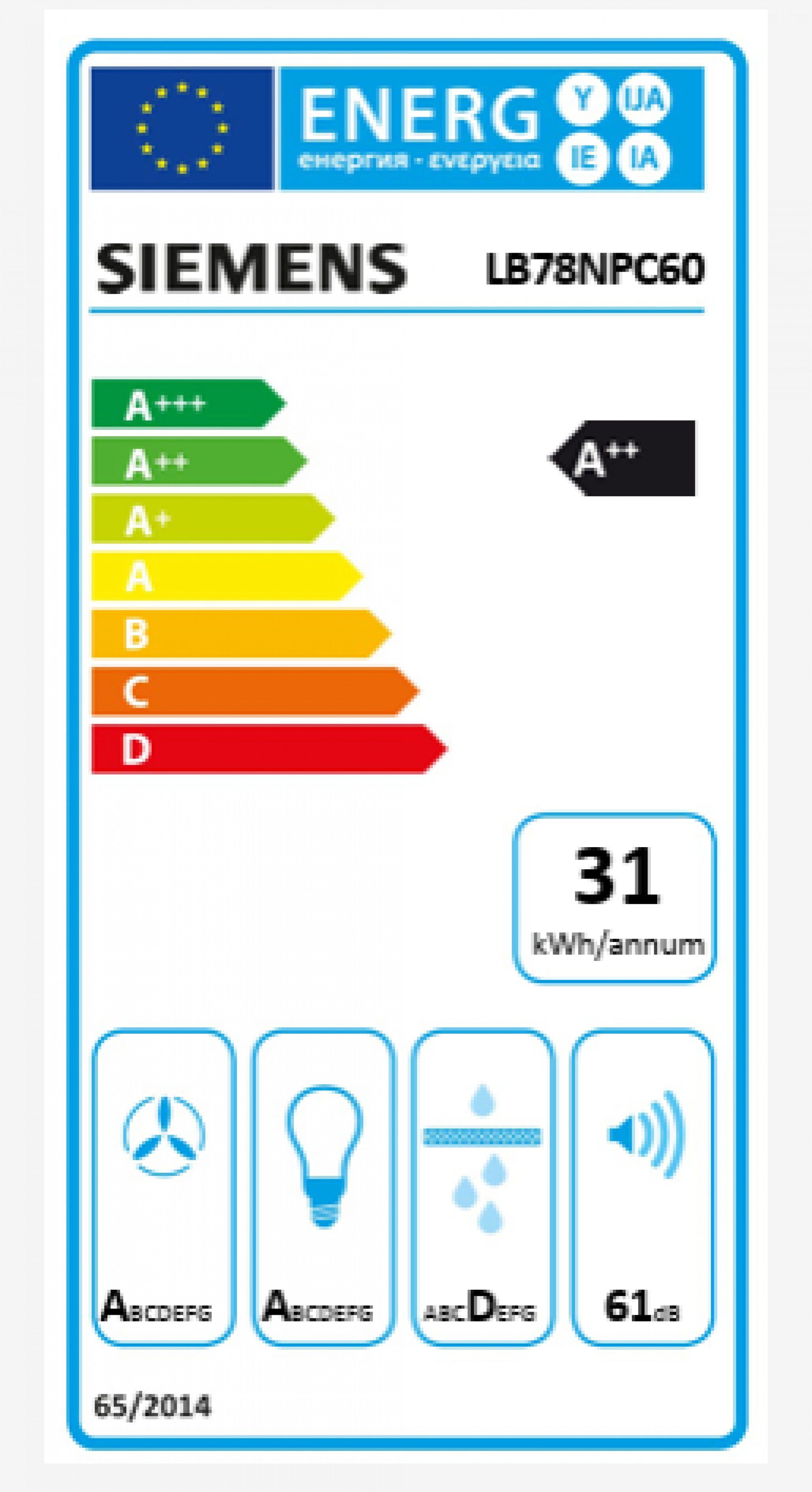 Exaustor Siemens LB78NPC60 70cm Classe A++