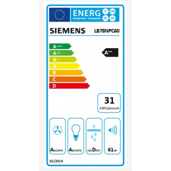 Exaustor Siemens LB78NPC60 70cm Classe A++ Exaustor Siemens LB78NPC60 70cm Classe A++