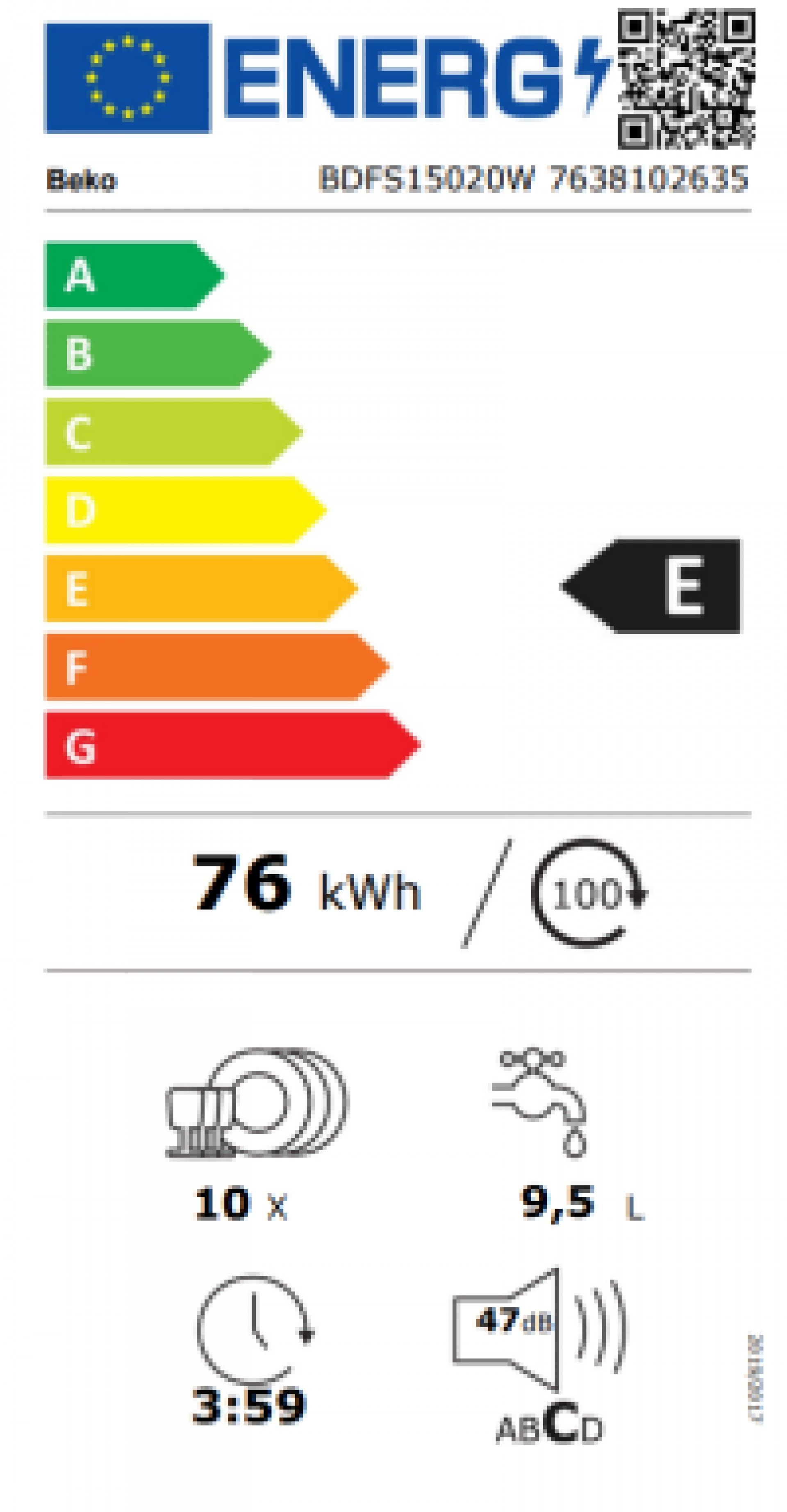 Máquina de Lavar Loiça Beko BDFS15020W