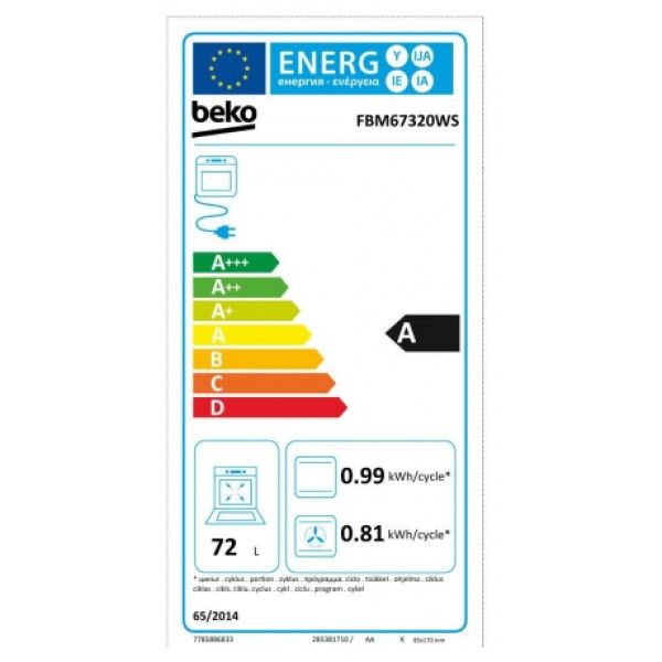 Fogão Vitrocerâmico Beko FBM67320WS Fogão Vitrocerâmico Beko FBM67320WS