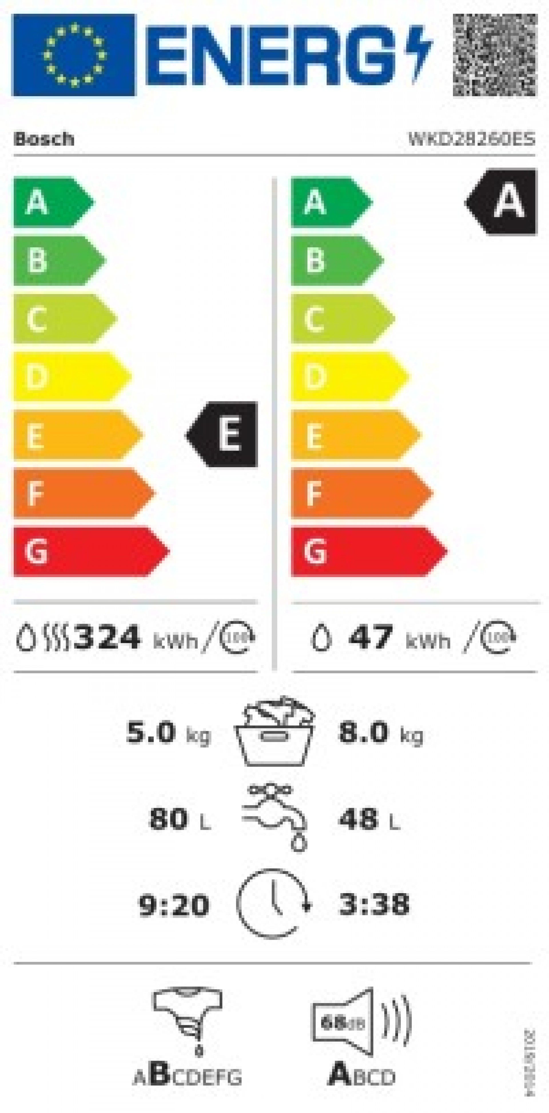 MÁQUINA DE LAVAR E SECAR ROUPA BOSCH - WKD28260ES
