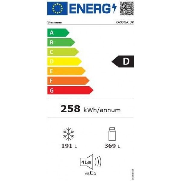 Frigorífico Americano Siemens KA93GAIDP 560L Frigorífico Americano Siemens KA93GAIDP 560L