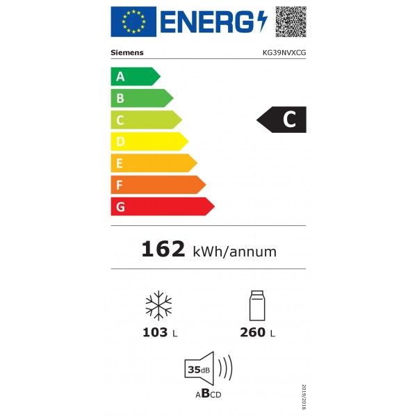 FRIGORÍFICO COMBINADO SIEMENS KG39NVXCG 363LT 203CM FRIGORÍFICO COMBINADO SIEMENS KG39NVXCG 363LT 203CM