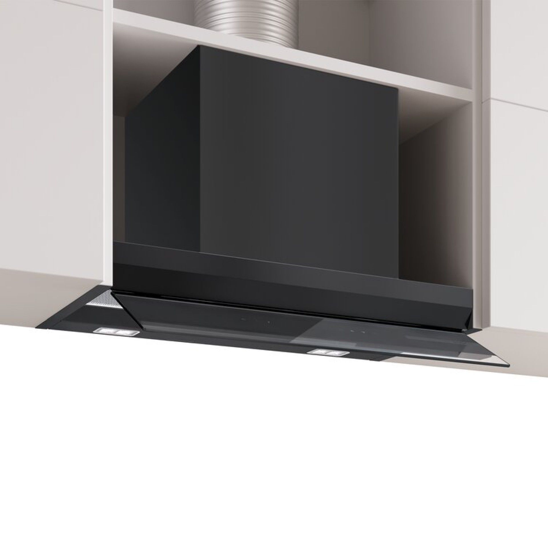 Serie 6 Chaminé com design integrado 60 cm Vidro preto, Preto mate