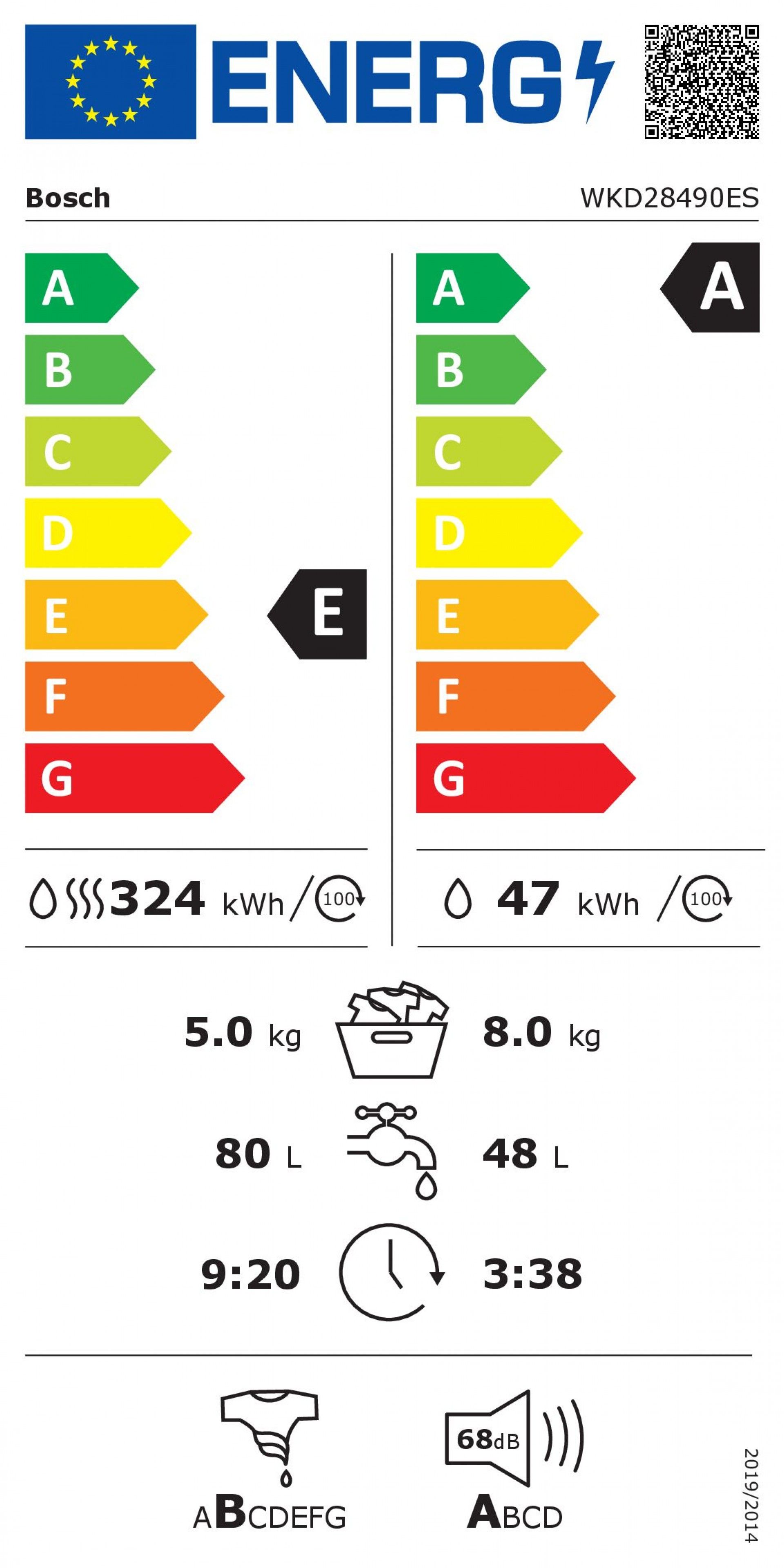 MÁQUINA DE LAVAR E SECAR ROUPA BOSCH - WKD28490ES