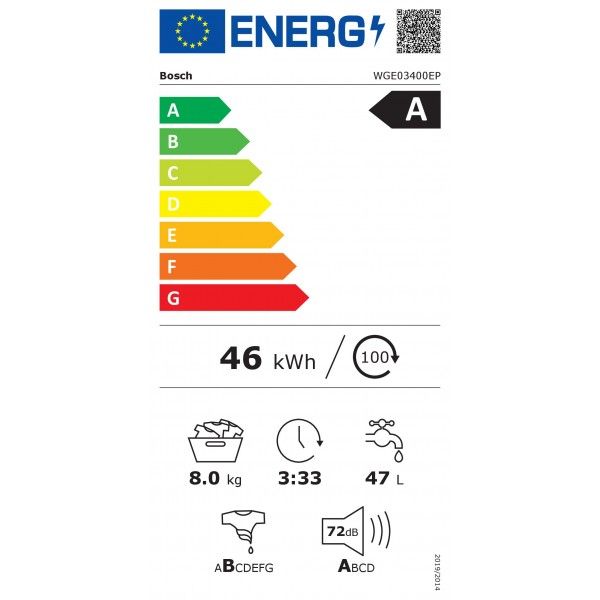 Máquina de Lavar Roupa WGE03400EP 8Kg 1400RPM A (Branco) - BOSCH Máquina de Lavar Roupa WGE03400EP 8Kg 1400RPM A (Branco) - BOSCH
